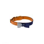 USA Bowtie Leather Dog Collar