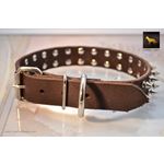 Spiked Brown Leather Collar