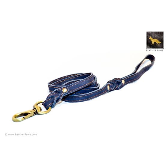 Love Knot II Blue Leather Leash