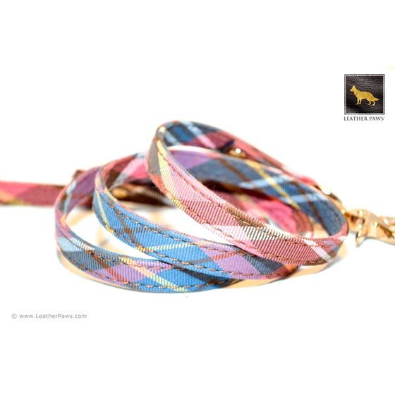 Universe Plaid Bow Tie Leather Leash