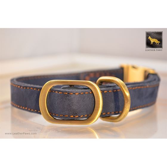 Quick Release Blue Suede Leather Collar